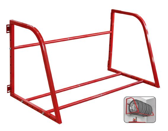 Hanging shelf for tires / wheels