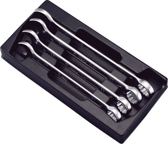 Flat key set of combination wrenches